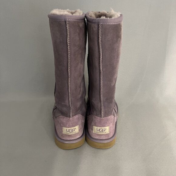 Womens UGG Boots Classic Tall Purple Sheepskin Suede Wool Boho Malibu Sz 6 Fits7 - Picture 6 of 16